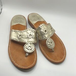 Jack Rogers Silver and Tan Sandals